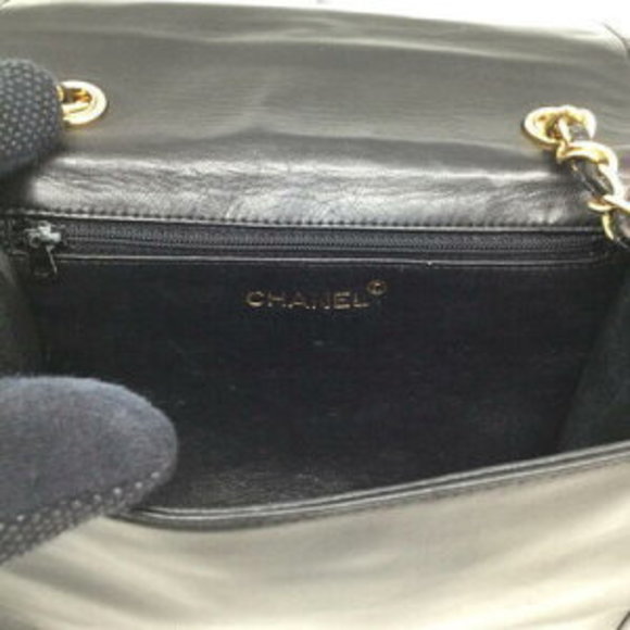 CHANEL Matelasse Chain Shoulder Bag Leather Black x - Picture 11 of 16